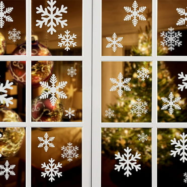 193 Piece Christmas Window Stickers - White Snowflakes Window Clings ...