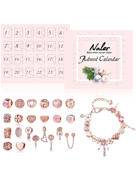 Advent Calendar 2026,Rose Gold Christmas Countdown Jewelry Kit for Adult Female Girl Holiday