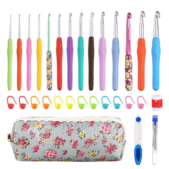 Naler Crochet Hooks 14 Sizes Crochet Hook Set, 38Pcs Yarn Crochet Kit for Beginners, Knitting Needles with Ergonomic Handles for Arthritic Hands, Crochet Needle Kit with Case for Crocheters