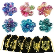 Naler DND Dice Set,6×7(42pcs) Polyhedral Dice with 6 Flannel Bags for Dungeons and Dragons MTG RPG Pathfinder Table Games for 5 Years & up, All Ages