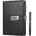 thumbnail image 1 of Naler Diary with Lock, A5 Journal with Lock 210 Pages, Locks Journal Password Notebook with Pen for Personal Daily Arrangement, Journey and Work Record, Black, 1 of 8