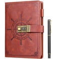 thumbnail image 1 of Naler Diary with Lock, A5 Journal with Lock 210 Pages, Locks Journal Password Notebook with Pen for Personal Daily Arrangement, Journey and Work Record, Brown, 1 of 8