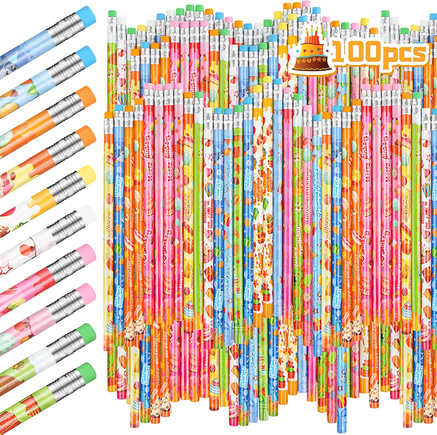 Naler Happy Birthday Pencils 100 Count for Students Bulk,Birthday Party  Favors for Kids, Colorful