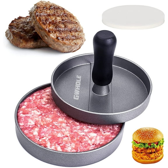 Naler Non-Stick Burger Press Aluminum Hamburger Patty Maker with 100 Wax Papers for BBQ Grill