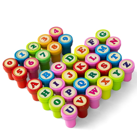 Naler Number & Alphabet Stamp for Kids, Self Ink Stamps for Kids Birthday Gift, Party Favor, Teacher Stamps