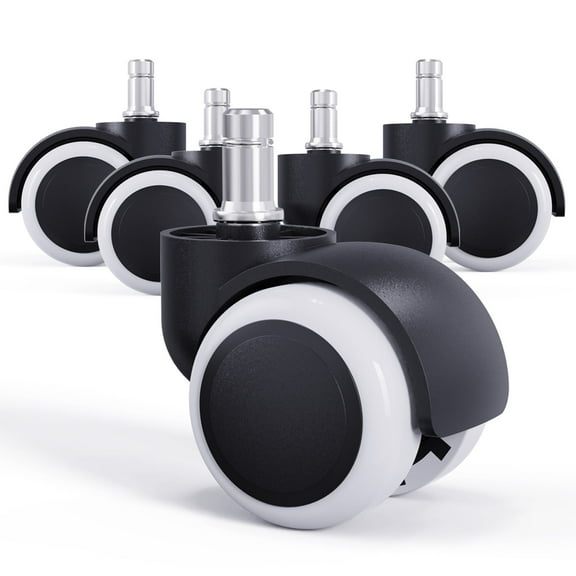 Naler Office Chair Casters,2 inch Replacement Rubber Heavy Duty Wheels Set of 5 for Home - Universal