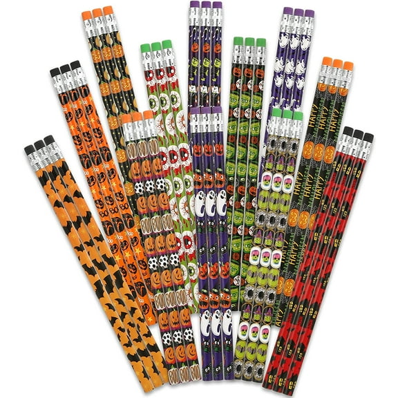 Naler Pack of 36 Halloween Pencils Set with Erasers for Kids Halloween Party Favors Goodie Bags School Prizes