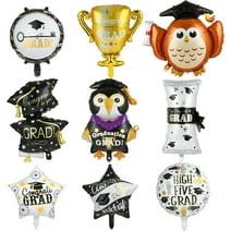 Naler Pack of 9 Graduation Mylar Foil Balloons,Assorted Congrats Grad Balloons for Kids Adult Class of 2024 Graduation Party Decorations