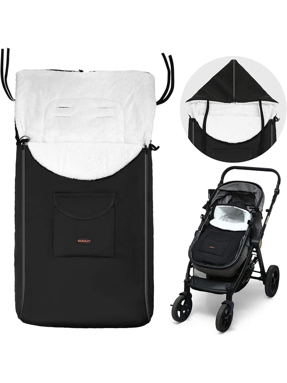 Removable Stroller Sleeping Bag, Cold Weather, Soft Fleece Lined, 18" x 35.4", Toddler Stroller Footmuff, Black