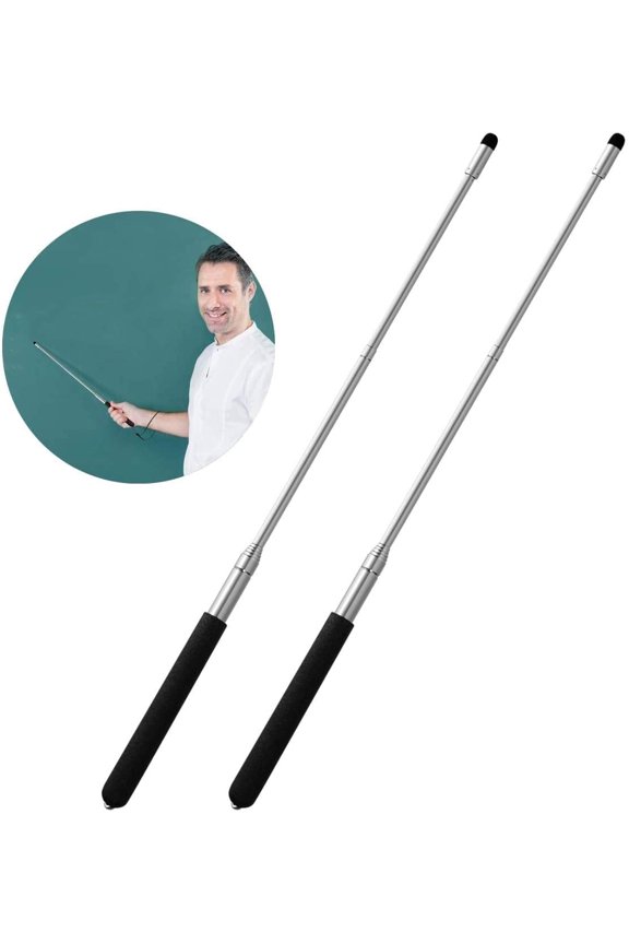 Teachers Pointer Sticks,2 Pcs Telescopic Teaching Pointer, Extendable Retractable Whiteboard Pointer with Lanyard (Black)