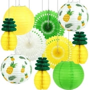 Naler Tropical Party Decorations,Pineapple Honeycomb Paper Lanterns Hanging Paper Fans for Hawaiian Luau Beach Home Party Decorations