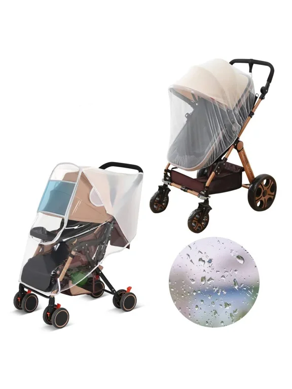 Universal Stroller Rain Cover & Baby Net,Travel Weather Shields for Pushchair Pram,Plastic