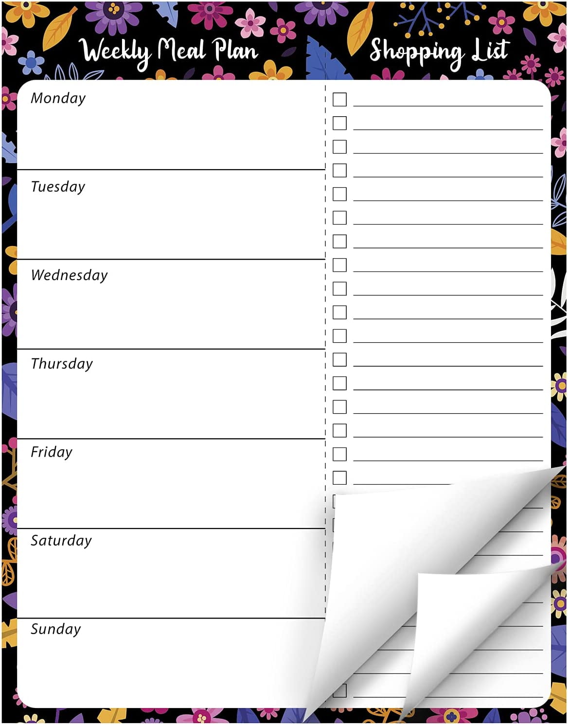Naler Weekly Meal Planner and Grocery List Pad, 7