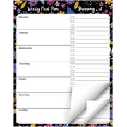 Naler Weekly Meal Planner and Grocery List Pad - 50 Weeks Magnetic Menu Planning, 7" x 9" - Black