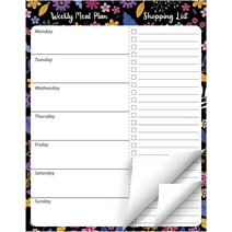 Naler Weekly Meal Planner and Grocery List Pad - 50 Weeks Magnetic Menu Planning, 7" x 9" - Black