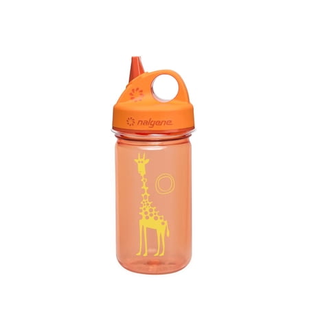 Nalgene Kids Sustain Grip-N-Gulp Water Bottles Made with Material Derived from 50% Plastic Waste, Leak Proof Sippy Cup, Durable, BPA and BPS Free, Dishwasher Safe, Reusable, 12 Ounces, Orange Griaffe