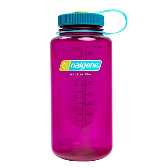 Nalgene Sustain Tritan BPA-Free Water Bottle Made with Material Derived from 50% Plastic Waste (using ISCC certified mass balance), 32 OZ, Wide Mouth, Eggplant