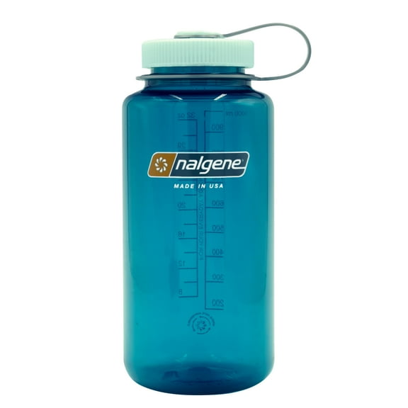 Nalgene Sustain Tritan BPA-Free Water Bottle Made with Material Derived from 50% Plastic Waste (using ISCC certified mass balance), 32 OZ, Wide Mouth, Trout Green