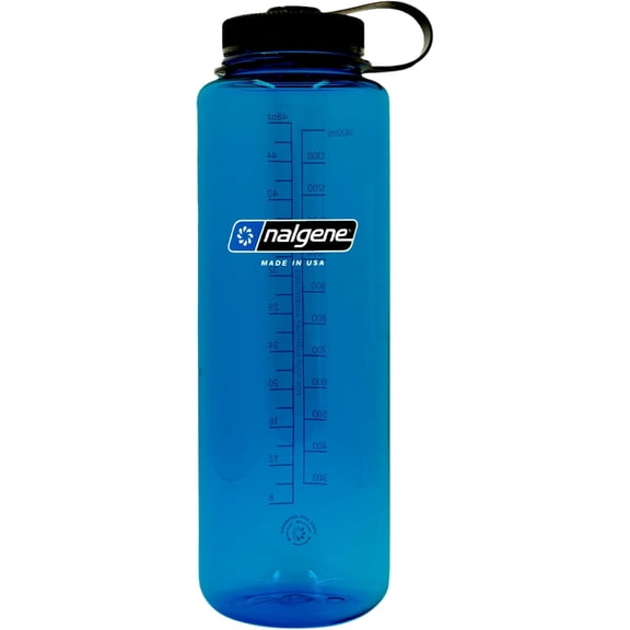 Nalgene Sustain Tritan BPA-Free Water Bottle Made with Material Derived from 50% Plastic Waste (using ISCC certified mass balance), 48 OZ, Wide Mouth, Blue