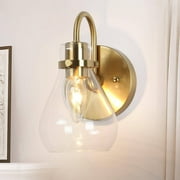Nalia Modern Brass Gold Bathroom Vanity Light Linear Glass Wall Sconces for Powder Room 1-light