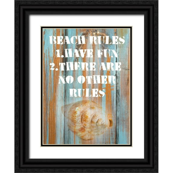 Nall|Skip 12x14 Black Ornate Wood Framed with Double Matting Museum Art Print Titled - Beach Rules II