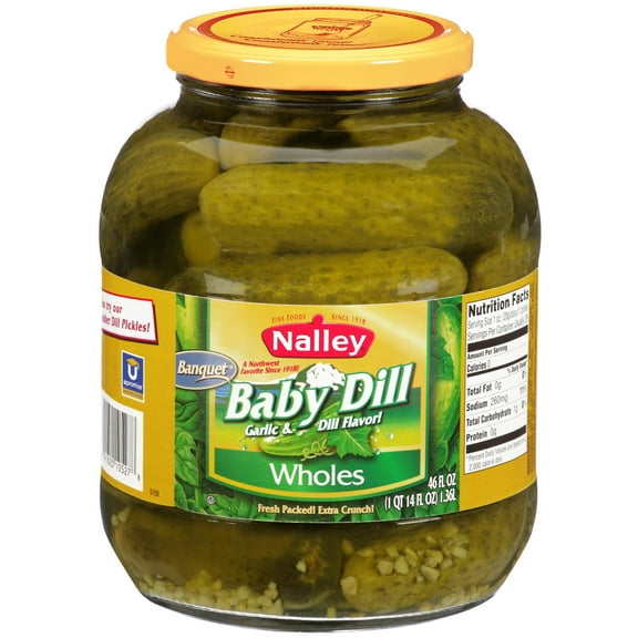 Nalley Baby Dill Pickle Wholes, 46 fl oz Jar