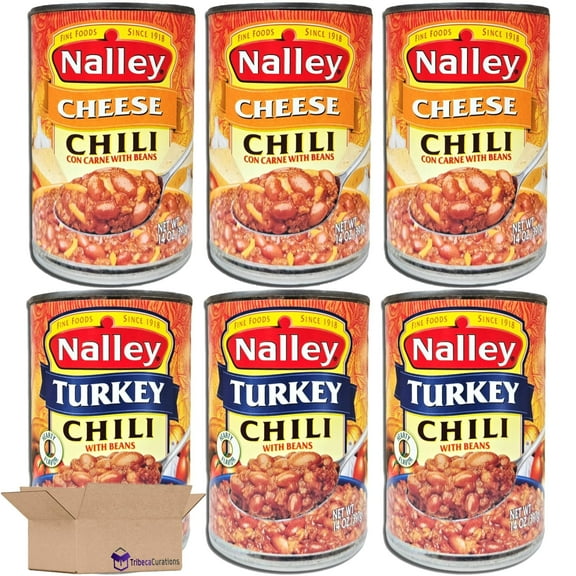 Nalley Chili Cheese & Turkey Combo Pack | 14 Ounce Can | Pack of 6