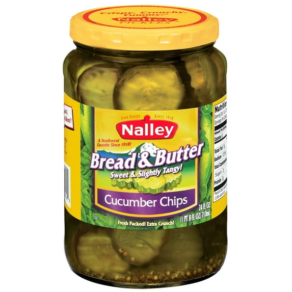 Nalley Dairy-Free Bread & Butter Cucumber Chips, Gluten-Free, 24 fl oz Jar
