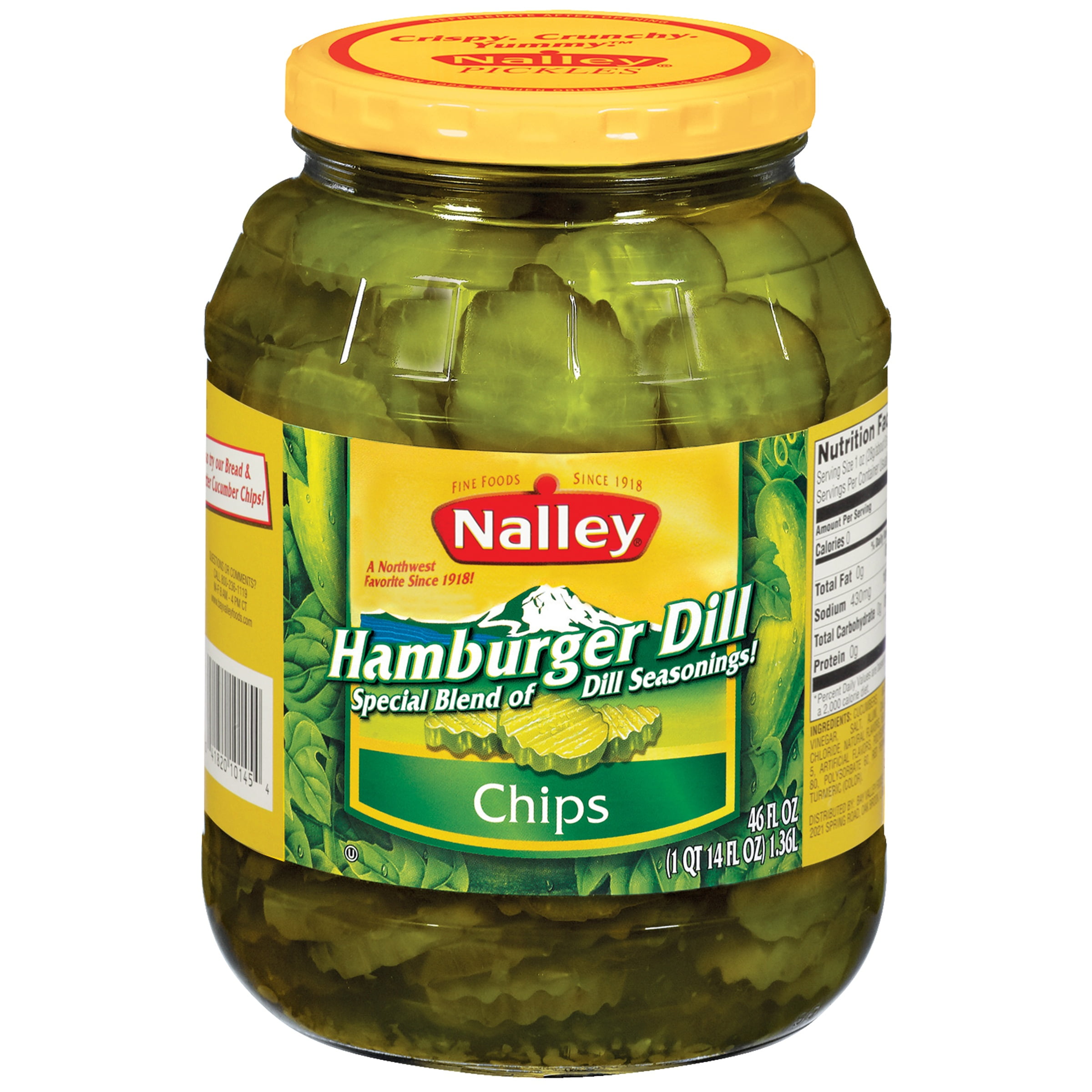 Nalley Sliced Hamburger Dill Pickle Chips, GlutenFree, 46 fl oz Jar
