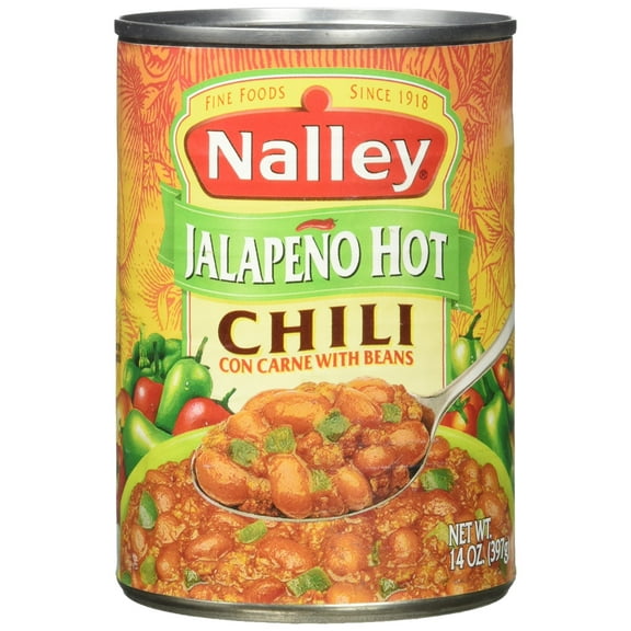Nalley Jalapeno Hot Chili Con Carne with Beans, 14-Ounce Cans (Pack of 8)