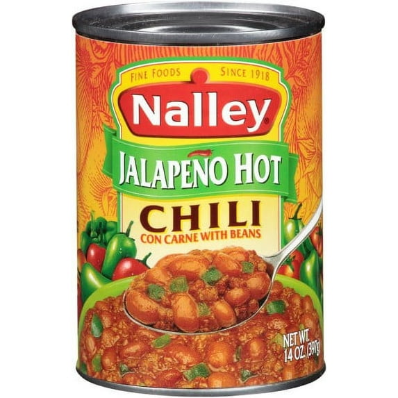 Nalley Jalapeno Hot Chili Con Carne with Beans (Pack of 6)