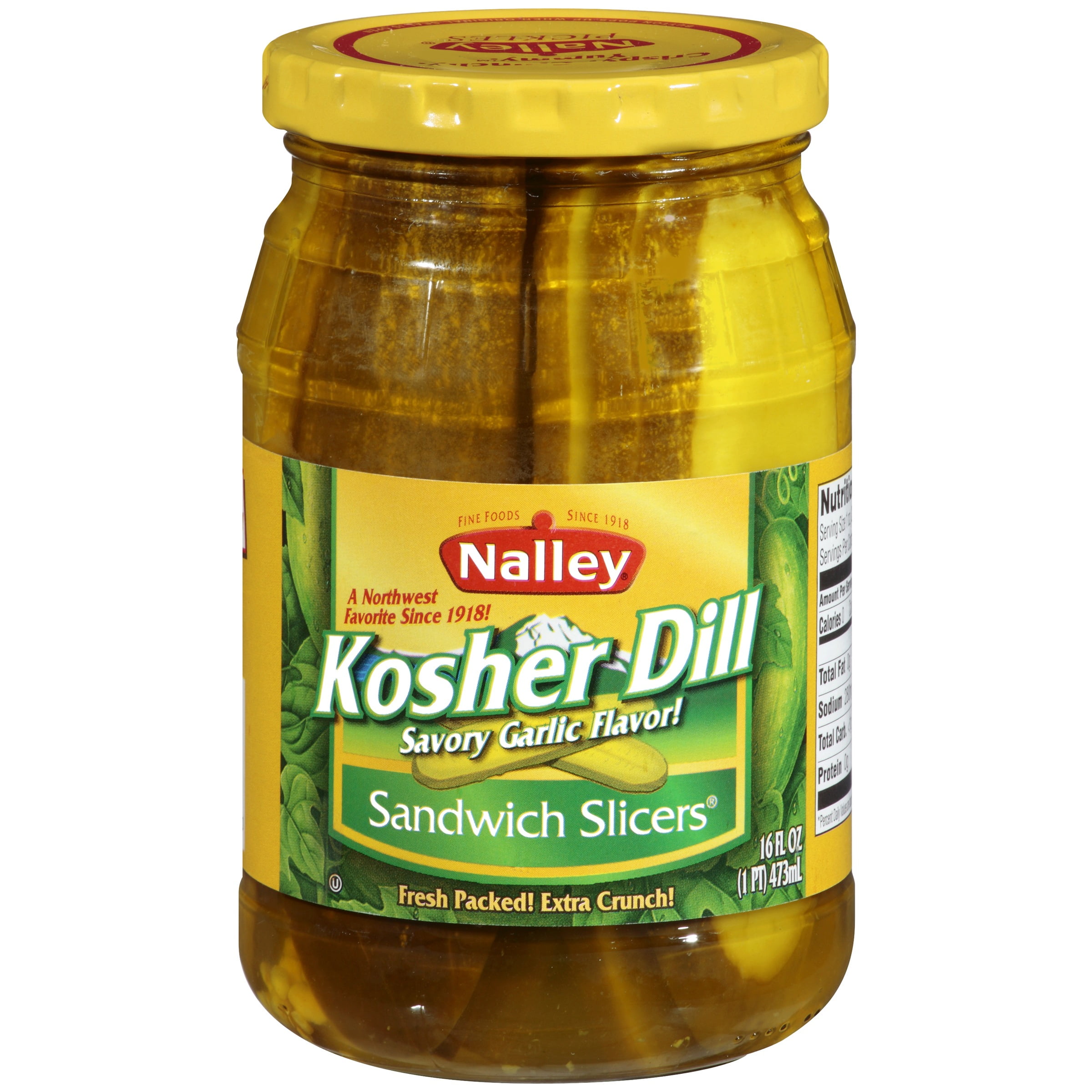 Nalley Kosher Garlic Dill Pickle Sandwich Slicers, 16 fl oz Jar