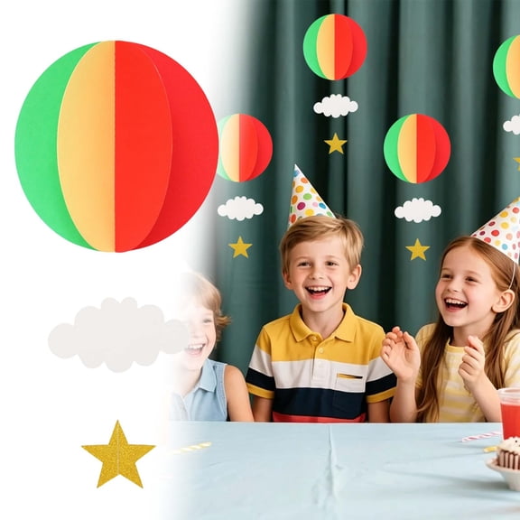Nallwabiu 2 Pcs Clouds Balloon Paper Garland Decor Hot Hanging Decoration