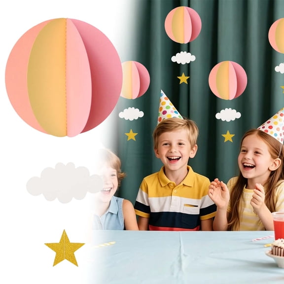 Nallwabiu 2 Pcs Clouds Balloon Paper Garland Decor Hot Hanging Decoration