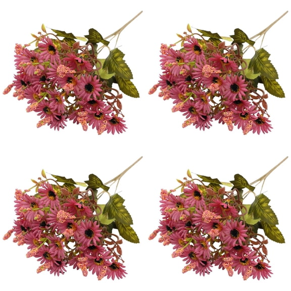 Nallwabiu Artificial Chrysanthemum Flowers, 4-Pack 13" Faux Mums for Cemetery Decoration & Easter Home Decor, Outdoor Memorial Grave Flowers (Color A)