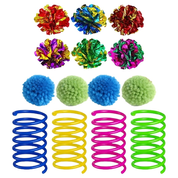 Nallwabiu Cat Toys Pack for Indoor Cats, Interactive Cat Toy Set with Springs Balls Mice, Variety Kit for Kitten Enrichment Play (Multicolor 4-Pack)