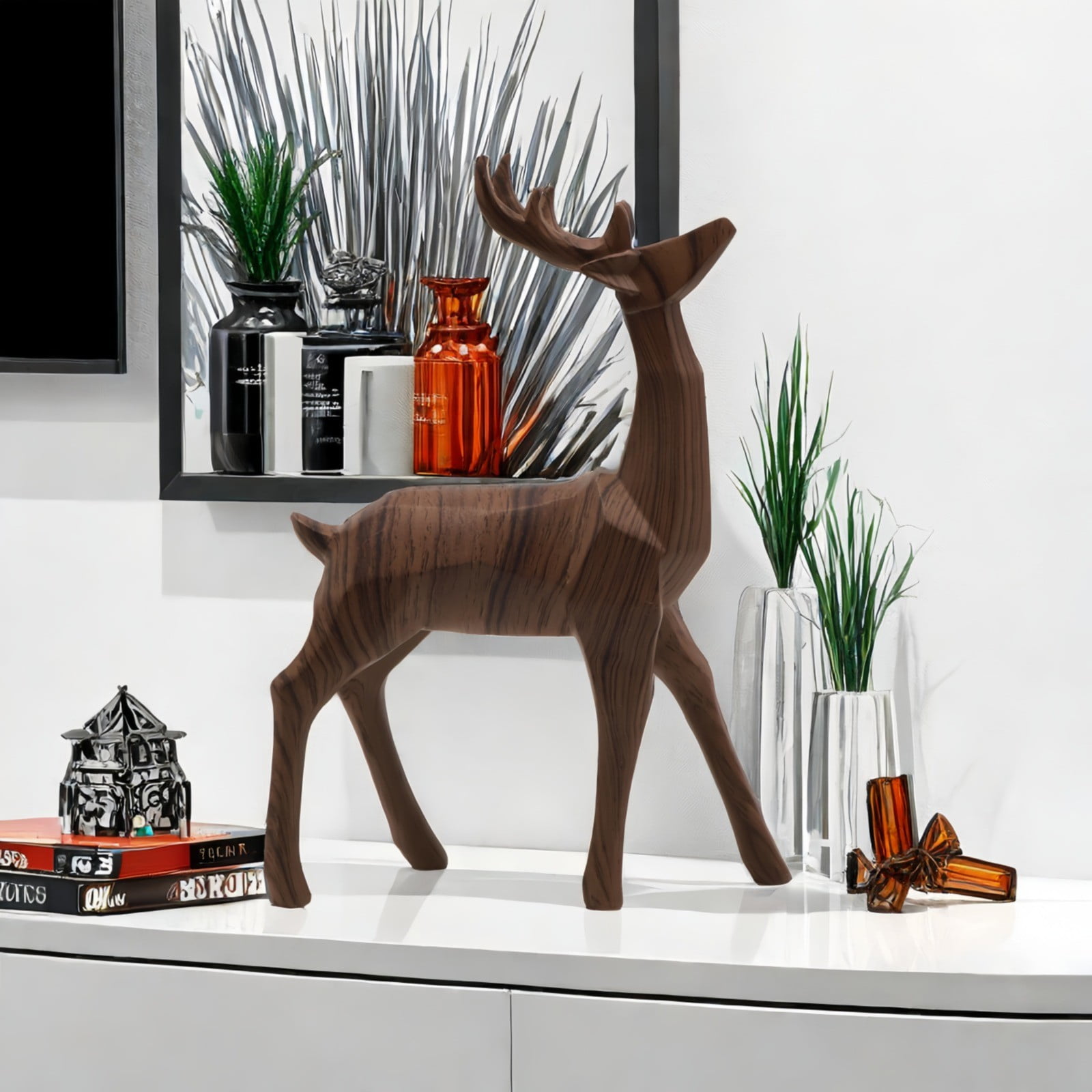 Nallwabiu Christmas Reindeer Figurine,Indoor Holiday Decor,Standing