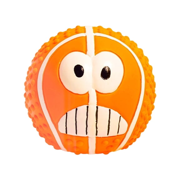 Nallwabiu Dog Toy Ball Latex Chew Ball, Physical Squeaker Interactive Toy for Puppies Dogs, Fetch Training Gum Massage Ball (Orange, 2.75”, Silica Gel)