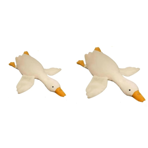 Nallwabiu Giant White Goose Stuffed Animal Pillow, Huge Soft Plush Toy for Cuddling, Large Home Decor & Hug Gift for Adults Kids (White, 2-Pack, 19.7”+35.4”)