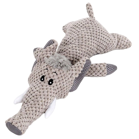 Nallwabiu Grey Elephant Stuffed Dog Toy， Durable Plush Chew Toy for Puppies Dogs， Large Interactive Cuddle Toy for Pets (Grey， 16.33”x5.9”x3.15”)