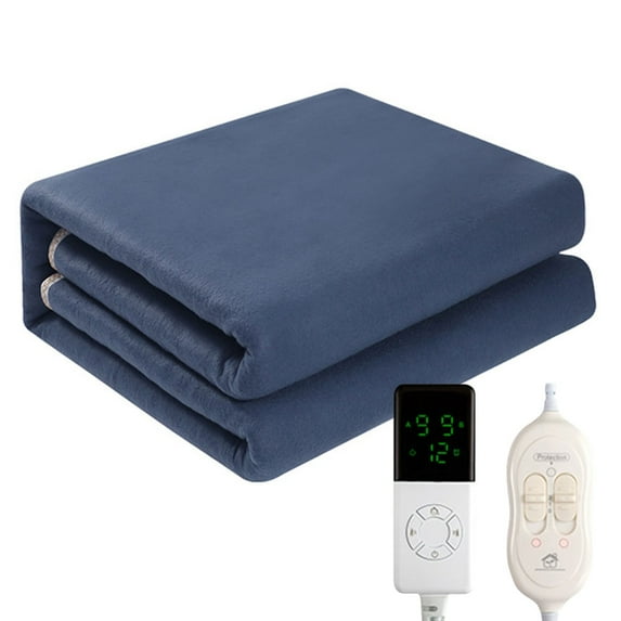 Nallwabiu Heated Electric Blanket Full Size, 59.06" x 31.5", 3 Heat Settings, Fast Heating, Machine Washable, Cozy Fleece, Blue1