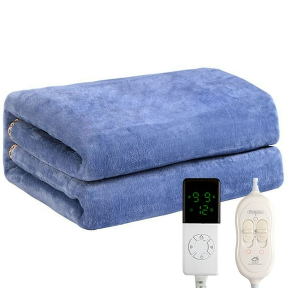 Nallwabiu Heated Electric Blanket Full Size, 59.06" x 31.5", 3 Heat Settings, Fast Heating, Machine Washable, Cozy Fleece, Blue2