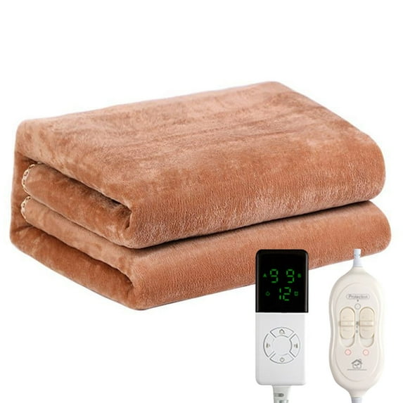 Nallwabiu Heated Electric Blanket Full Size, 59.06" x 31.5", 3 Heat Settings, Fast Heating, Machine Washable, Cozy Fleece, Brown