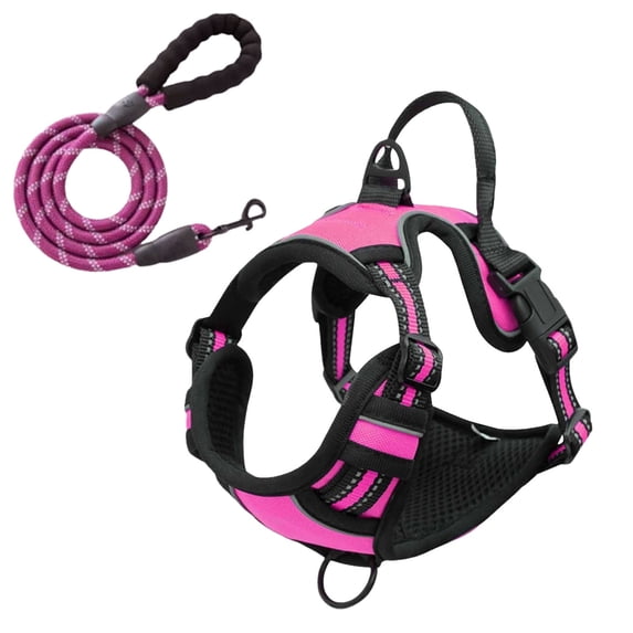 Nallwabiu No Pull Dog Harness Adjustable Vest with a Training Handle, Pocket, Easy to Put on & Take Off, With dog leash