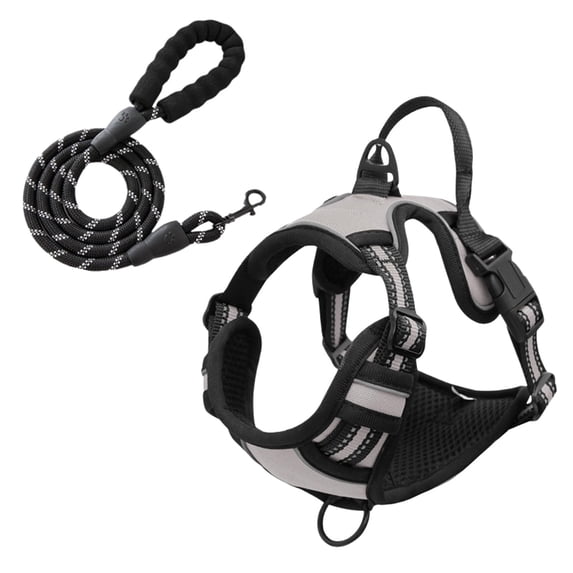 Nallwabiu No Pull Dog Harness Adjustable Vest with a Training Handle, Pocket, Easy to Put on & Take Off, With dog leash