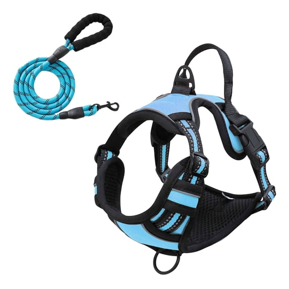 Nallwabiu No Pull Dog Harness Adjustable Vest with a Training Handle, Pocket, Easy to Put on & Take Off, With dog leash