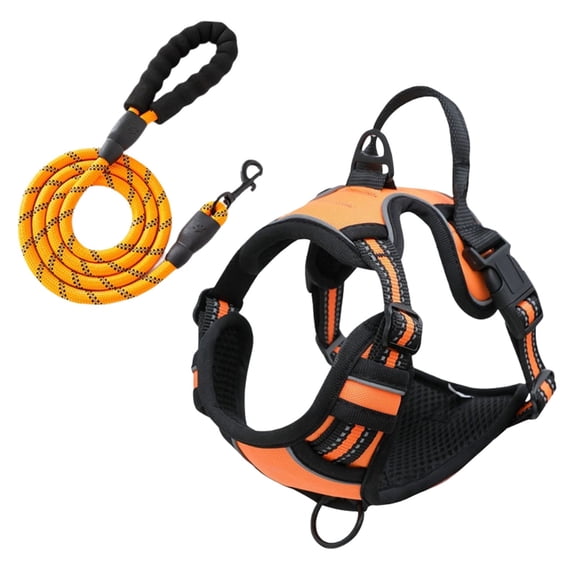 Nallwabiu No Pull Dog Harness Adjustable Vest with a Training Handle, Pocket, Easy to Put on & Take Off, With dog leash