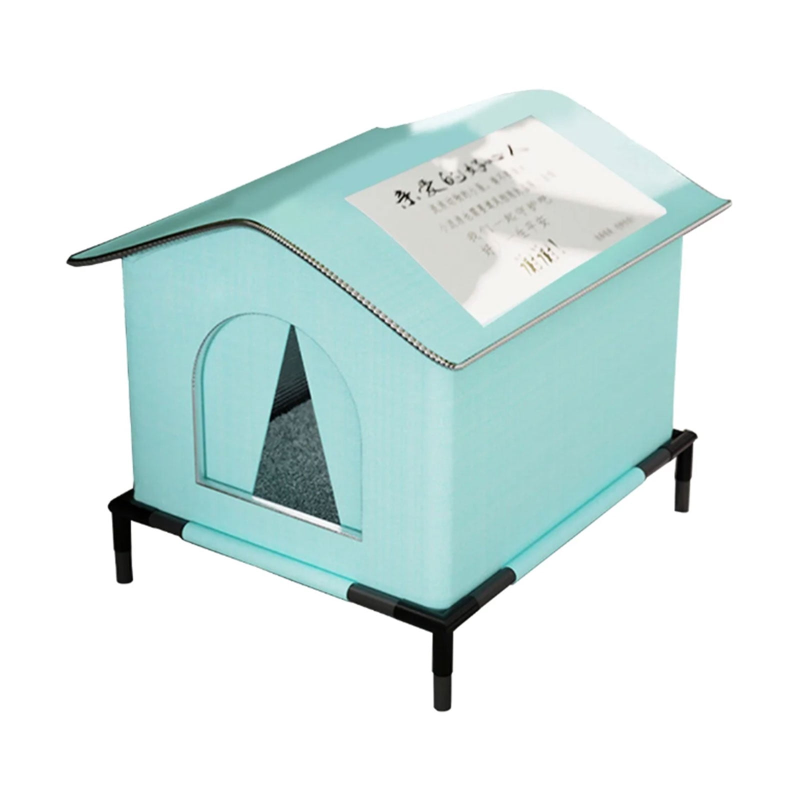 Nallwabiu Weatherproof Insulated Outdoor Cat House, Heated Shelter with Seamless Base for Feral Cats, Winter Waterproof Warm Cat House Outdoor (Light Blue, 14.17”x12.6”)