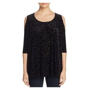 Nally & Millie Womens Faux Suede Animal Print Casual Top