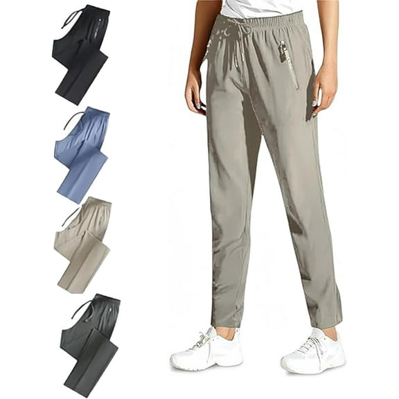 Nallywear Stretch Pants,Women's Soft Stretch Perfect Drape Casual Pants Over 50 with Pockets,Comfy Cooling Soft Drape Ice Silk Sweatpants Casual Sweatpants